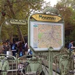 Metro stop in front of park entrance.