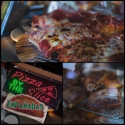 Lori Vs Pizza - Shop sign, fresh pizza and maple flavored donuts