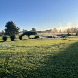 Buffalo Golf Course - One of the putting greens from the clubhouse steps on a frosty morning.