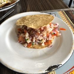 Tostada con ceviche- yum!