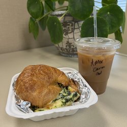 Buona Caffe Artisan Roasted Coffee - Sammie sandwich spinach/egg so delicious Iced Americano caramel/oat