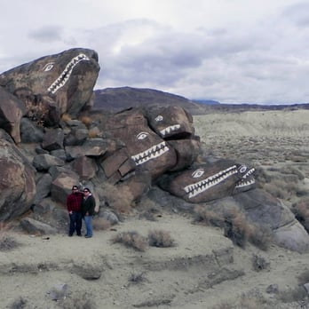 Fish Rocks - Brandon D. and me with the rocks, for scale - Landmarks & Historical Buildings Near Me - Trona, California