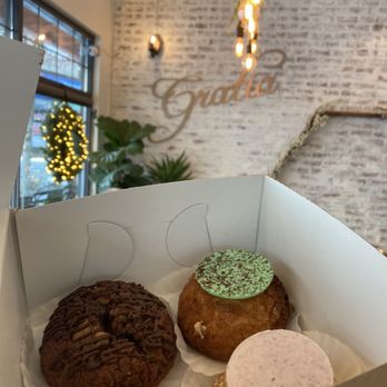Gratia - 1 of each cream puff...against the Gratia backdrop - Cafes Near Me - Langley, British Columbia