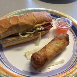 6" super sub with a steak egg roll & egg roll sauce. Very satisfying! 6" super sub with a steak egg roll & egg roll sauce. Very satisfying!