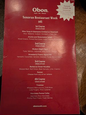 Menu photo 1 OBON Sushi Bar Ramen Tucson, AZ Menu photo 1 OBON Sushi Bar Ramen Tucson, AZ