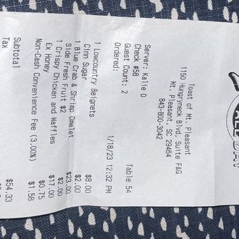 Toast! All Day - The bill... - Breakfast & Brunch Near Me - Mount Pleasant, South Carolina Toast! All Day - The bill... - Breakfast & Brunch Near Me - Mount Pleasant, South Carolina