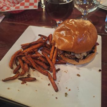 Off The Rails Brewing - Bbq burger (it has a specific name but I don't recall) - Breweries Near Me - Pocatello, Idaho Off The Rails Brewing - Bbq burger (it has a specific name but I don't recall) - Breweries Near Me - Pocatello, Idaho
