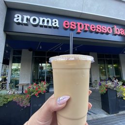 Exterior outside entrance of Aroma Espresso Bar - Vanilla ice latte - Toronto, Ontario Exterior outside entrance of Aroma Espresso Bar - Vanilla ice latte - Toronto, Ontario