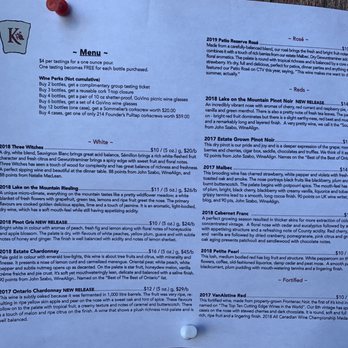 Karlo Estate Winery - the menu for the tasting - Wineries Near Me - Wellington, Ontario