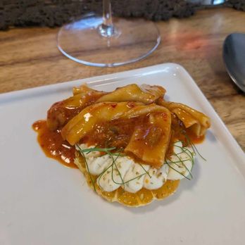 Merchant Roots - "Towel twists" with orange and fennel mousse - New American Near Me - San Francisco, California Merchant Roots - "Towel twists" with orange and fennel mousse - New American Near Me - San Francisco, California