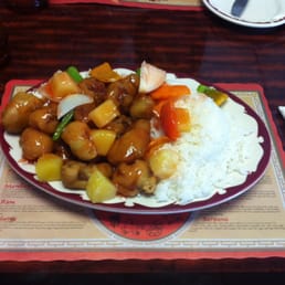 Lunch portion of sweet and sour pork. Very large! Lunch portion of sweet and sour pork. Very large!