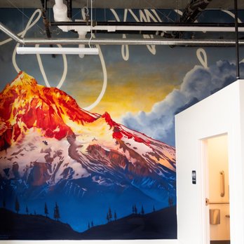 Break Bread - Pearl - Mt Hood at Sunset Mural by @plasticbirdie - Delis Near Me - Portland, Oregon Break Bread - Pearl - Mt Hood at Sunset Mural by @plasticbirdie - Delis Near Me - Portland, Oregon