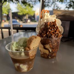 The Counter - Pistachio Almond Affogato with Signature Carmel Salted Pretzel Sundae