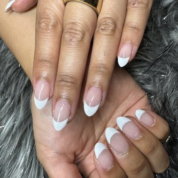 Town Nails Spa - Acrylic fill (gel) with French tips. Almond shape. By Rose - Nail Salons Near Me - Cupertino, California