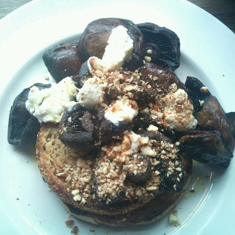 Almond dukkah mushrooms, feta