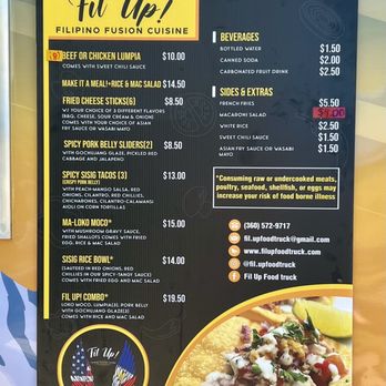 Fil Up - Menu on 07/13/24 - Food Trucks Near Me