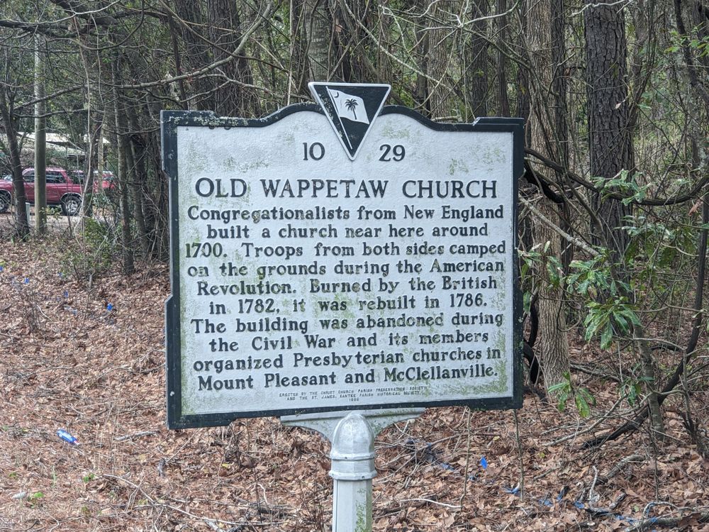 OLD WAPPETAW CHURCH HISTORICAL MARKER 4852 N Hwy 17, Awendaw, South