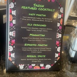 Cocktail menu Cocktail menu