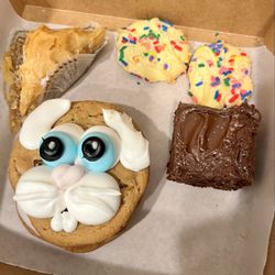 Plehn's Bakery - Easter bunny cookie, brownie, sprinkle cookies, and baklava