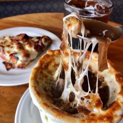 Lennie's - Lunch combo, French Onion Soup and Slice.