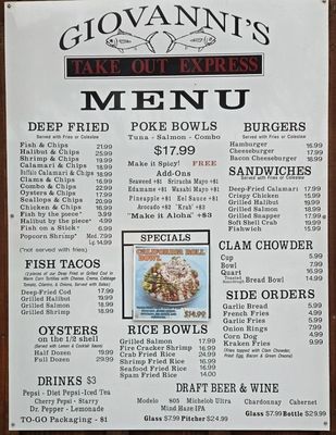 Menu photo 4 Giovanni's Fish Market Morro Bay, CA