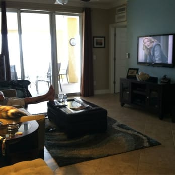 Tropic Winds - livin room and balcony view! tropic wind, panama city - Vacation Rentals Near Me - Panama City Beach, Florida