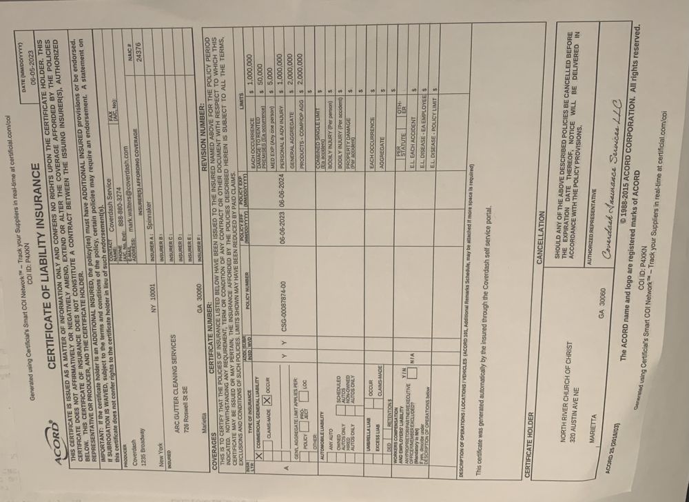 Slide of Arc Gutter Cleaning