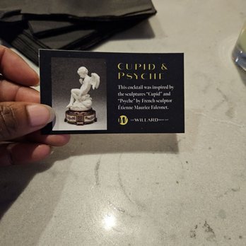 The Willard Rooftop Lounge - The cupid and psyche card they give you with the drink - Cocktail Bars Near Me - Raleigh, North Carolina The Willard Rooftop Lounge - The cupid and psyche card they give you with the drink - Cocktail Bars Near Me - Raleigh, North Carolina