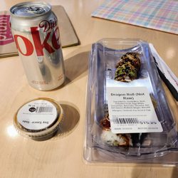 Plum Market - Dragon Roll sushi and a diet coke