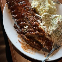 Ribs with smashed potatoes and Cole slaw.