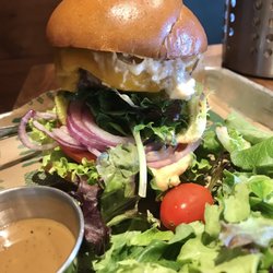 Shuffle Bar - Market burger comes with your choice of salad or fries.
