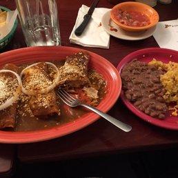 Chicken enchiladas w/ beans and rice Chicken enchiladas w/ beans and rice