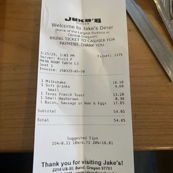 Jake's Diner - How much do mail cost? - American Near Me - Bend, Oregon
