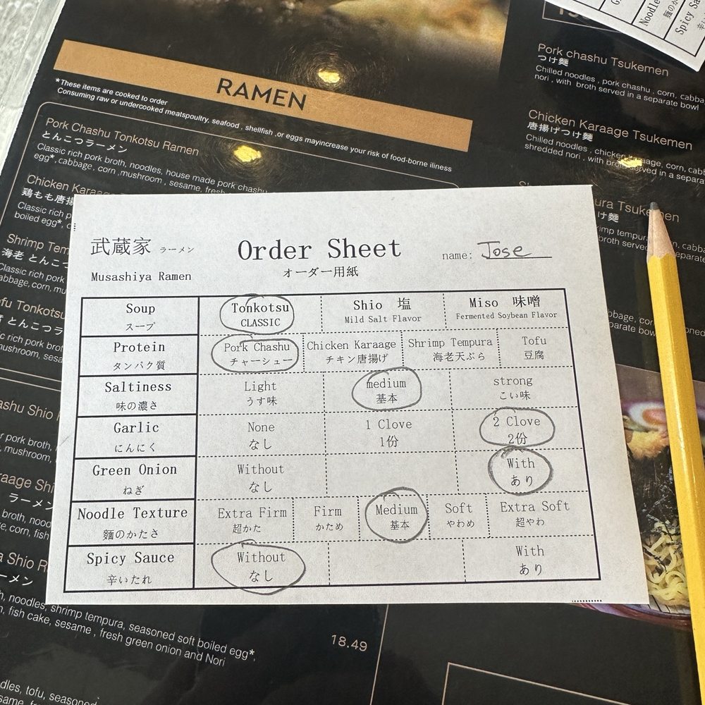 Musashiya Ramen - Order sheet - Ramen Near Me - Chicago, Illinois Musashiya Ramen - Order sheet - Ramen Near Me - Chicago, Illinois