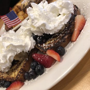 Eggs Up Grill - The Fruited Plain French Toast, with strawberries, blueberries, bananas and whipped cream - Breakfast & Brunch Near Me - Columbia, South Carolina