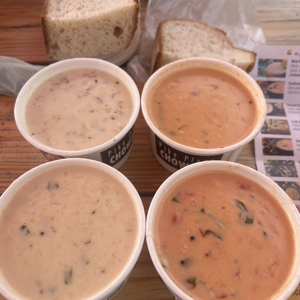 Pike Place Chowder - Pacific Place - 4-Cup Chowder Sampler - Seafood Near Me - Seattle, Washington Pike Place Chowder - Pacific Place - 4-Cup Chowder Sampler - Seafood Near Me - Seattle, Washington