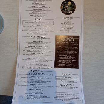 Akres - Menu - Mediterranean Near Me - Astoria, Oregon