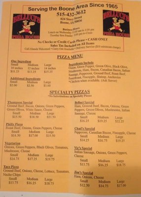 Menu photo 2 Belluci Pizza House Boone, IA Menu photo 2 Belluci Pizza House Boone, IA
