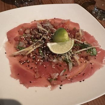 Vanessa's Bistro - Ahi Tuna Carpaccio Housemade Seaweed Salad, Onions Cilantro, Tomatoes & Ginger Soy - Vietnamese Near Me - Walnut Creek, California