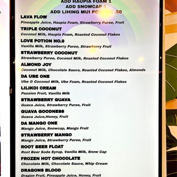 Wailua Shave Ice - Menu as of 9/15/22 - Shaved Ice Near Me - Kapaa, Hawaii Wailua Shave Ice - Menu as of 9/15/22 - Shaved Ice Near Me - Kapaa, Hawaii