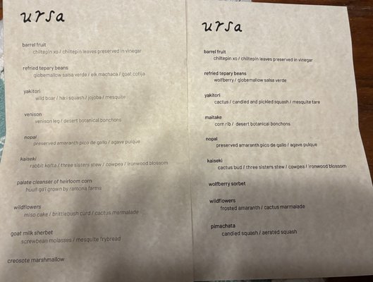 Menu photo 2 Ursa Tucson, AZ Menu photo 2 Ursa Tucson, AZ