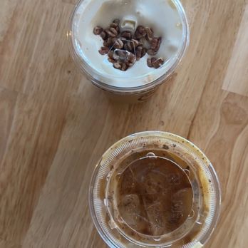 Platform 909 - Banana pecan latte & gingerbread eggnog latte - Coffee & Tea Near Me - Chino Hills, California Platform 909 - Banana pecan latte & gingerbread eggnog latte - Coffee & Tea Near Me - Chino Hills, California