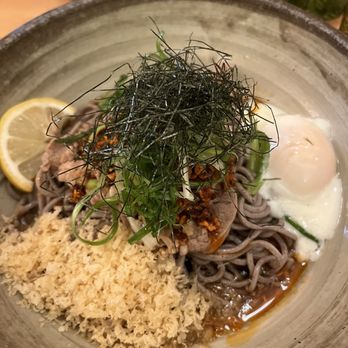 Somenya - Soba restaurant - Spicy beef cold soba with poached egg - Japanese Near Me - Boston, Massachusetts Somenya - Soba restaurant - Spicy beef cold soba with poached egg - Japanese Near Me - Boston, Massachusetts