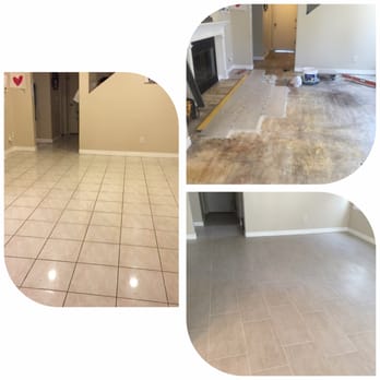Kevin Williams Tile & Stone - Living area before, during & after - Tiling Near Me