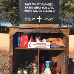 Desert Chapel United Methodist Church - Desert Chapel supports the community with a blessing box. Take what you need. Give what you can.