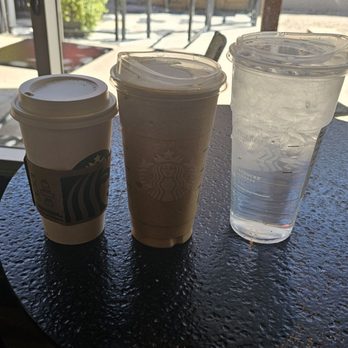 Starbucks - (Left to Right) Mocha, Expresso Frappuccino, and ice water. - Coffee & Tea Near Me - Scottsdale, Arizona
