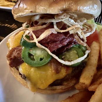 Angry Cactus - Angry Burger was good- way too many jalapeños for my taste and happy I got the sauce on the side - New American Near Me - San Angelo, Texas Angry Cactus - Angry Burger was good- way too many jalapeños for my taste and happy I got the sauce on the side - New American Near Me - San Angelo, Texas