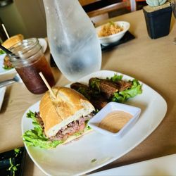 Left of Center - 1/2 of a Ribeye torta and sweet potato fries