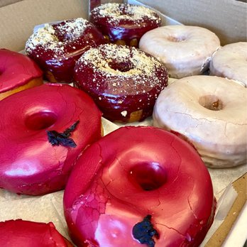 Dough - Hibiscus Doughnut, Blueberry Lemon Doughnut w/ Oat Crumble, Plain Glazed Doughnut - Donuts Near Me - Brooklyn, New York