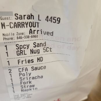 Chick-fil-A - ows a bag of food - Fast Food Near Me - New York, New York
